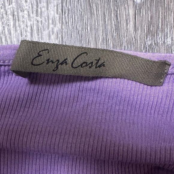 Enza Costa Viscose Silk Lavender Ribbed Halter Bodysuit - Picture 7 of 7